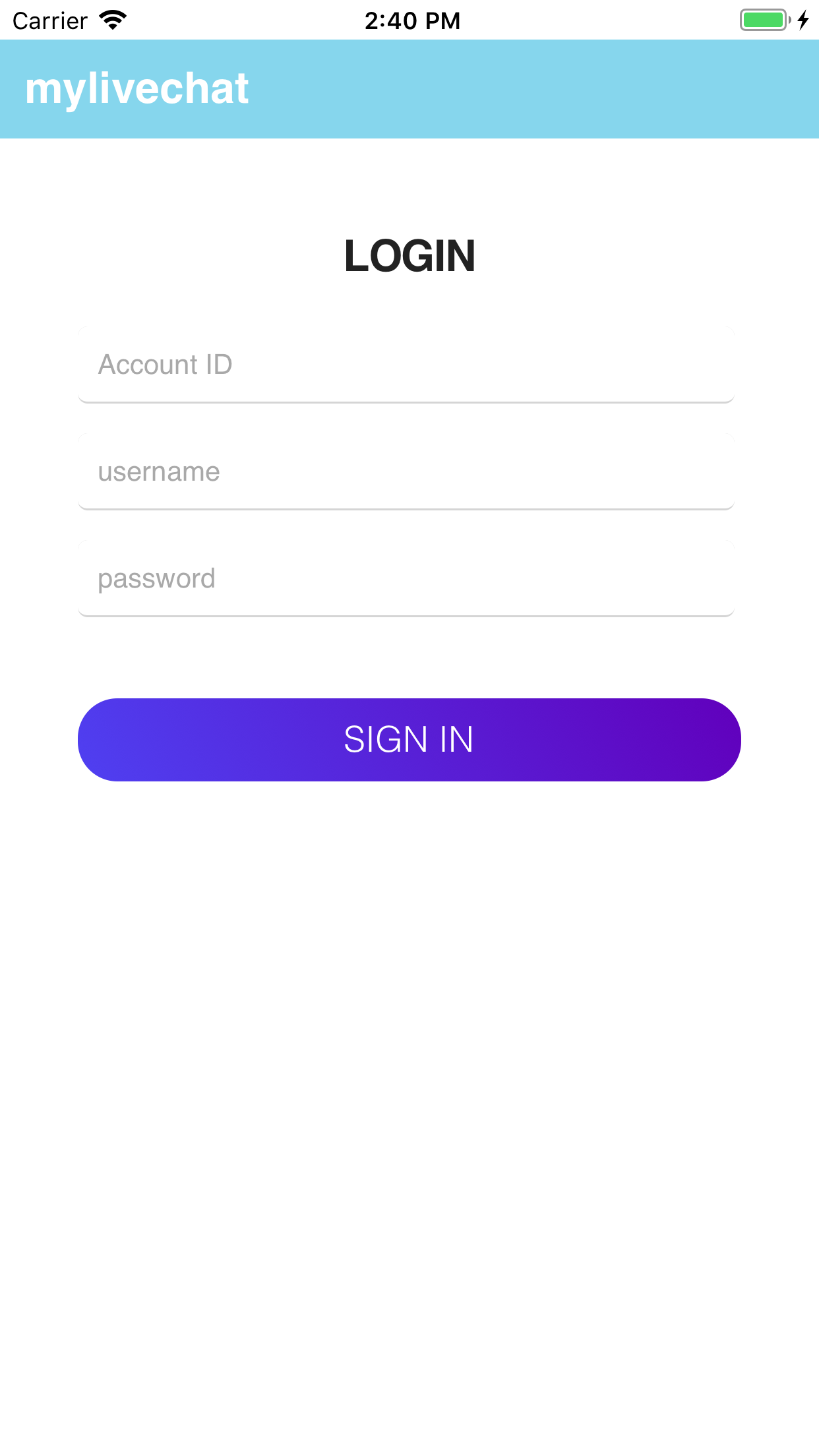 Mobile Login screenshot
